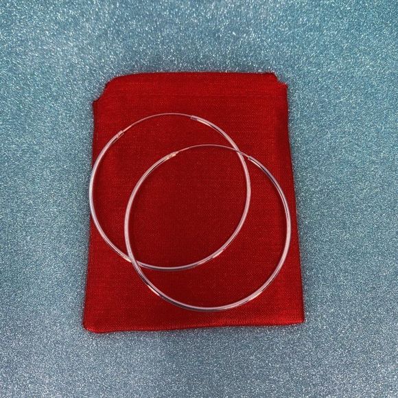 🦋  DJP Silver Jewelry  - Large Silver Hoop Earring - 925 Sterling Silver - NWT - Picture 1 of 4